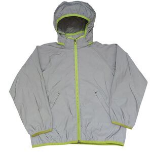 H&M Reflective Hooded Windbreaker Jacket Kids 6-8 Silver Lightweight Full Zip